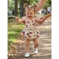 thumbnail image 4 of BemeyourBBs Newborn Baby Girl 4th of July Outfit Patriotic Romper Dress Independent Day Clothes Cotton Linen Fourth of July Heart American Flag Print Sleeveless Strap Tie-up Ruffle Bodysuit Dress, 4 of 9