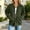 Army Green, variant on Women's Corduroy Zip Up Jacket Long Sleeve Ribbed Fall Coat Casual Lightweight Flattering Outerwear with Pockets for Everyday Lounge and Office Wear