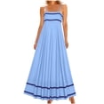 thumbnail image 2 of Bnwani A Line Dresses for Women,Female Dresses,Color Block,Ruffle,Sleeveless,Solid,Blue,L, 2 of 5