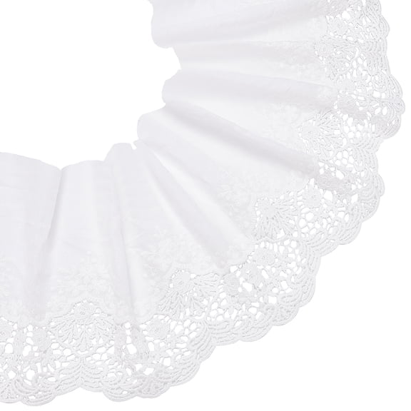3 Yards Natural White Cotton Lace Ribbon 7.87inch Wide Retro Hollowed Out 3D Eyelet Fabric for DIY Bridal Dress Blankets Wedding Decoration