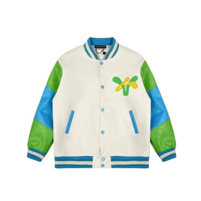 100% LV Louis Vuitton Yellow Jacket Fall New Baseball Uniformpangjing