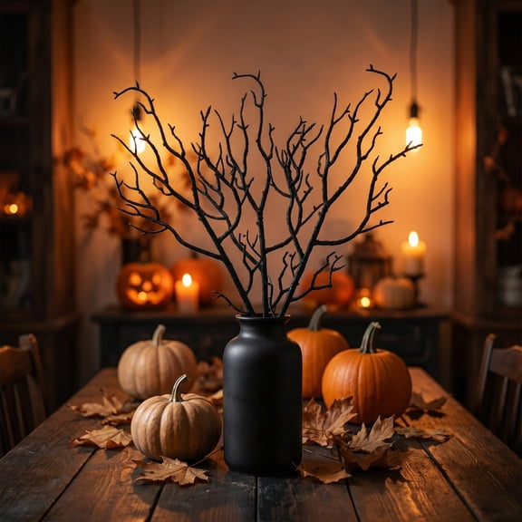 Miwamany 10pc Halloween Artificial Branches, Black Bare Twigs for Vase Fillers, Home Table Mantel Scary House Decor, Spooky Creepy Tree Stems (5.9in)