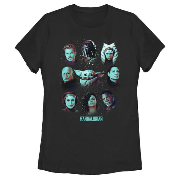 Women's Star Wars: The Mandalorian Character Wheel  Graphic Tee Black X Large