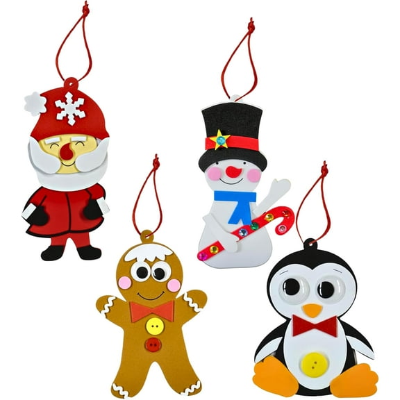 4E's Novelty 12 Pack Foam Christmas Character Ornament Crafts for Kids - DIY Christmas Arts & Ornament Crafts for 3-12 Kids, Holiday Crafts for Kids