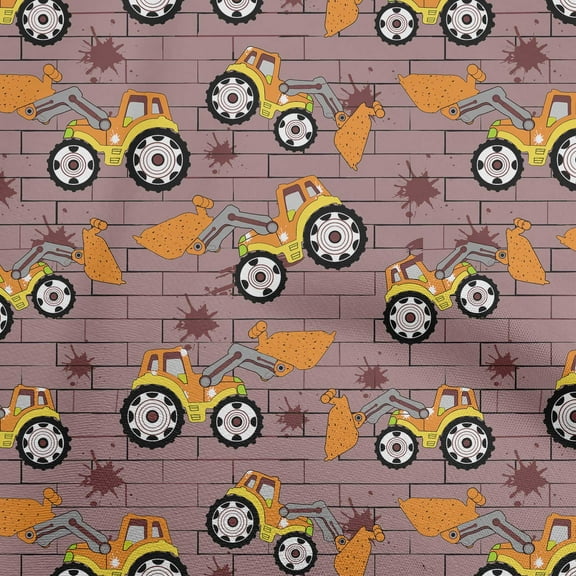 oneOone Cotton Jersey Dark Rose Brown Fabric Tractor Sewing Fabric By The Yard Printed Diy Clothing Sewing Supplies 58 Inch Wide