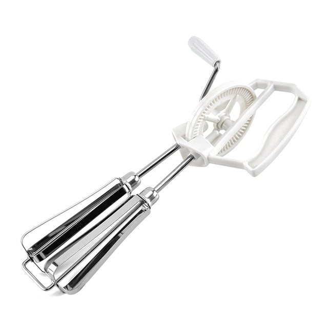Xingzhi Hand Crank Rotary Egg Beater with Handle Stainless Steel Blender Eggs Whisk Mixer Stirrer Rust-proof Gadget Restaurant White