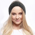thumbnail image 6 of Womens Soft Winter Head Warmer Cable Knit Headband Warm Fuzzy Chunky Fleece Lined Knitted Stretchy Ear Warmer Headwrap for Cold Nights Charcoal Gray, 6 of 10