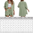 thumbnail image 2 of Blouse pour Femmes Ensemble Boutonné Poches 2 Pcs Tenue Décontractée Ample, 2 of 7