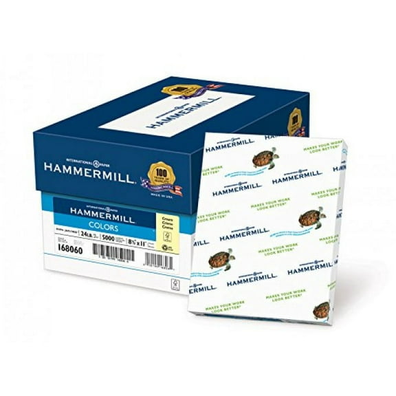 Hammermill Paper, Colors Cream, 24lb, 8.5 x 11, Letter, 5000 sheets / 10 Ream Case (168060C), Made In The USA