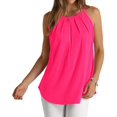 thumbnail image 2 of Womens Pleated Tank Tops Spaghetti Strap Camisole Halter Tops Curved Hem Fashion 2025 Rose Red XXL, 2 of 9