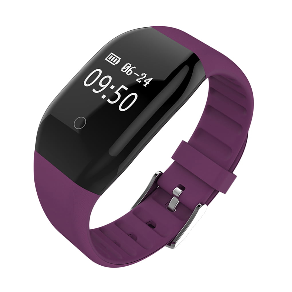 EgalBest IP67 Waterproof Smart Band 608 HR Fitness Tracker Alarm Clock Vibration Smartband Wristband Bluetooth Bracelet Purple 