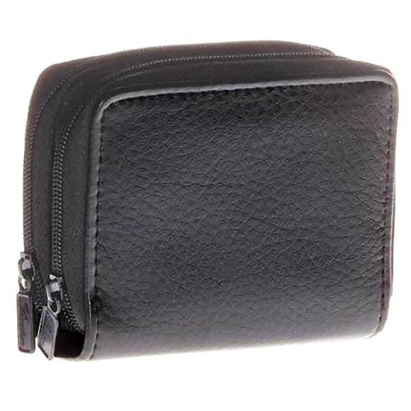 Acordeón Cardholder Wallet Elegante Faux Leather 2 compartimentos con cremallera 5 bolsillos divididos Organizador de cajas de tarjetas con ventana de identificación (negro) TVTD accordionwalletblack