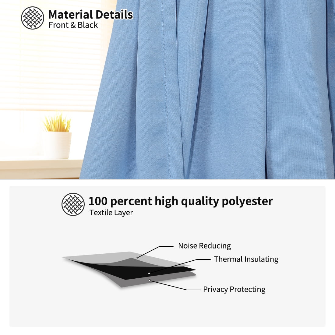Unique Bargains Solid Window French Door Curtain Panel Sky Blue 25" x 40"