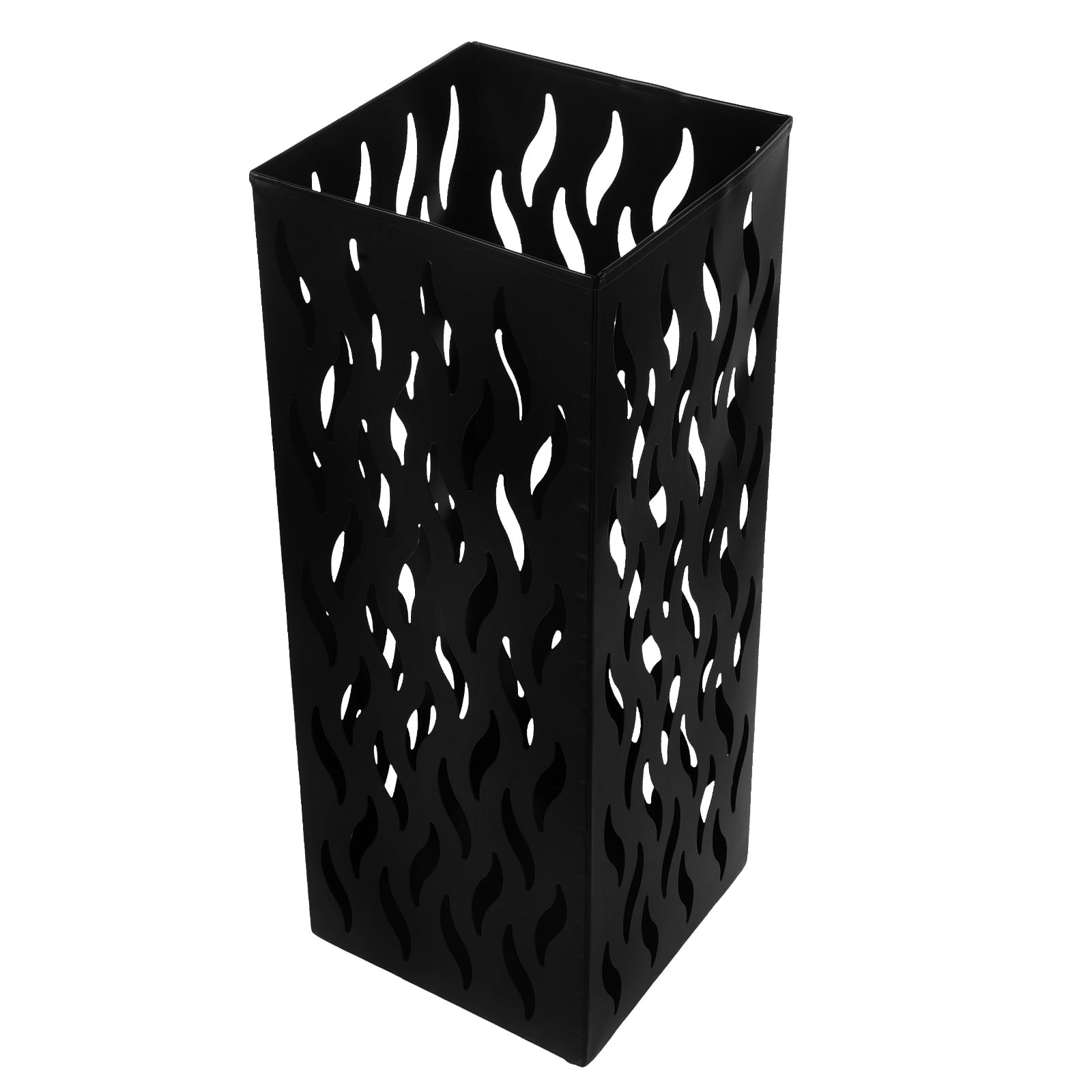 Rustic Metal Umbrella Stand Rack with Design, Farmhouse Tin Bucket Vase Holder for Canes, Walking Sticks, Golf Organizer Black