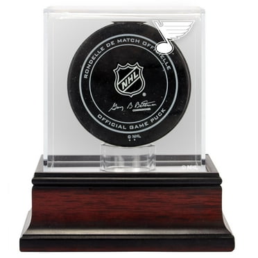 St. Louis Blues Mahogany Hockey Puck Logo Display Case