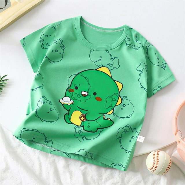 EGNMCR T-shirt en Coton à Manches Courtes Imprimé Couleur Unie Confortable pour Bébé Garçon et Fille Kid Rompers