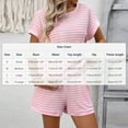 thumbnail image 3 of Roncen 2 Piece Sets for Women Summer Outfits Cute Stripe Knit T Shirts Shorts Matching Lounge Set, 3 of 9