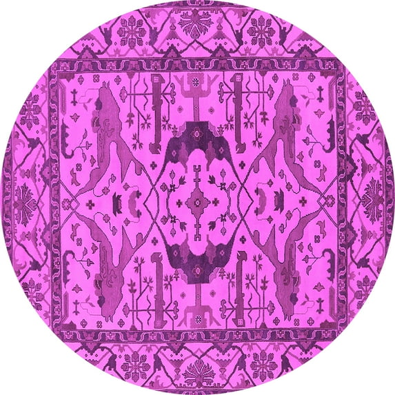 Ahgly Company Indoor Round Oriental Pink Industrial Area Rugs, 5' Round