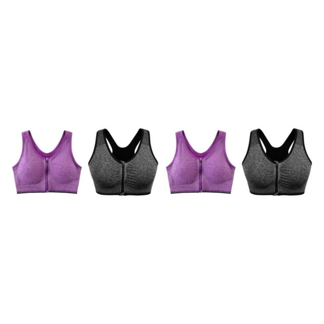 Guardoinrt 2x Add Style To Fitness Routine Wide Range Of Colorful Sports Bras Wide gray+purple M 2Set