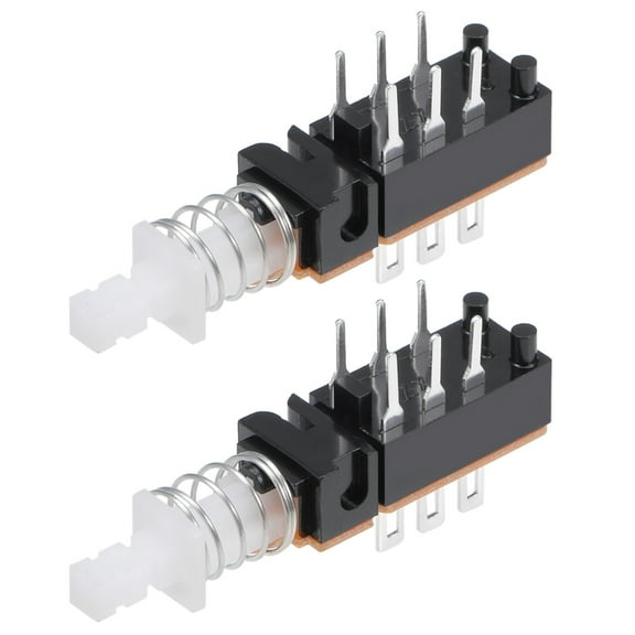 Push Button Switch, DPDT 6 Pin 1 Position Self-Locking 2pcs