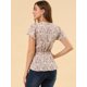 thumbnail image 5 of INSPIRE CHIC Blusa Estampado Floral Mangas Cortas Cintura Alta Cuello De Corbata Peplum Top Para Mujer Rosa M, 5 of 6