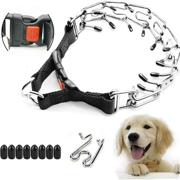 Dog Prong Collar, Adjustable Dog Training Collar with Quick Release Buckle for Small Medium Large Dogs