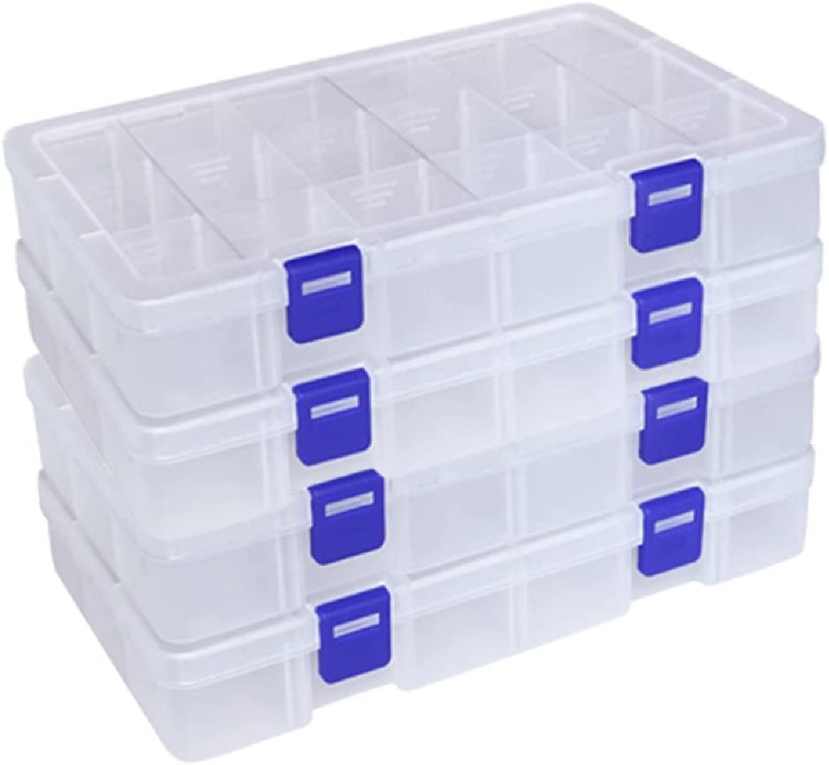 4 Pack 18 Grids Clear Plastic Jewelry Box Organizer Storage Container