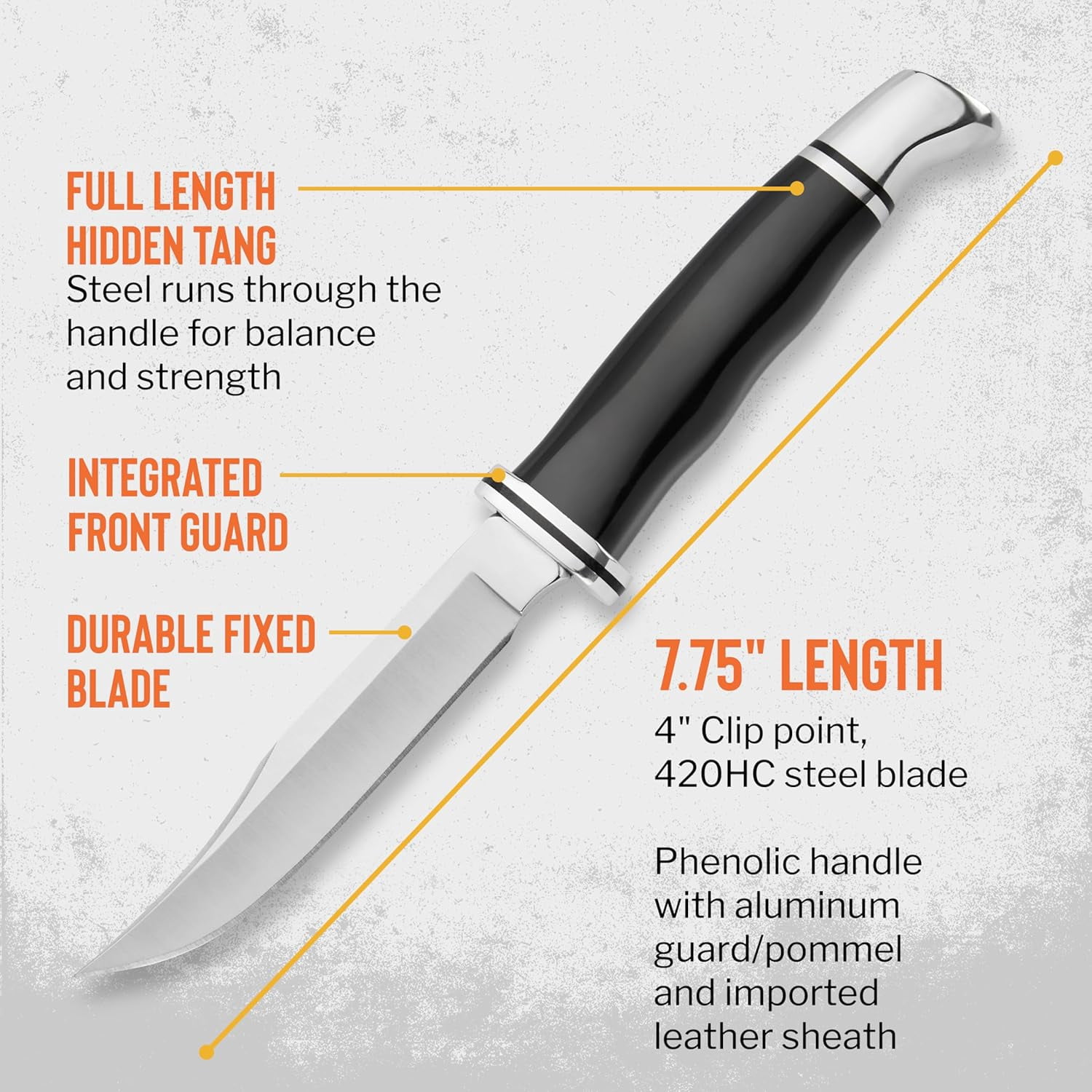 Buck Knives 102 Woodsman Hunting Knife, 4" Fixed Blade, Phenolic Handle, 2.6 oz
