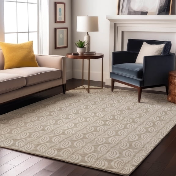 Addison Rugs Mayfield Premium Machine Washable Transitional Swirls Beige Rectangle Rug, 10' x 14'