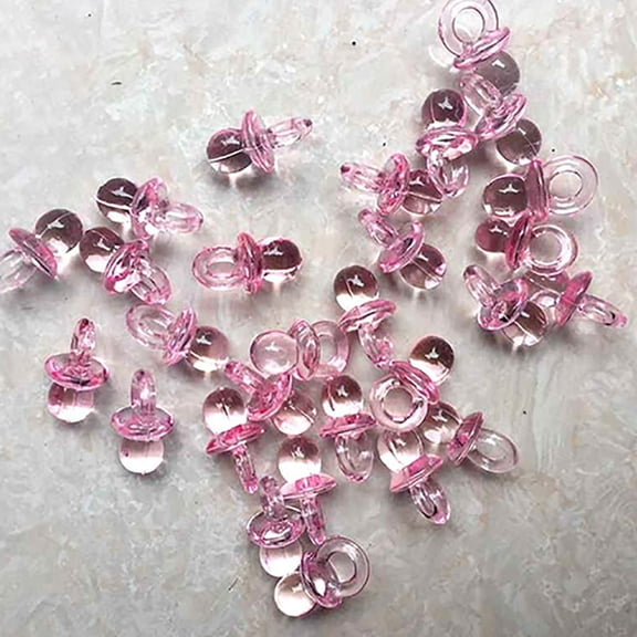 AOKID Mini Pacifiers Pink,50 Pcs Clear Acrylic Mini Pacifiers Baby Shower Party Favor Girl Boy Game Decor