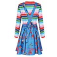thumbnail image 1 of Disfraz de Chucky de Halloween para mujer, vestido de cosplay de terror, atuendo para fiesta de juego de rol, 1 of 4