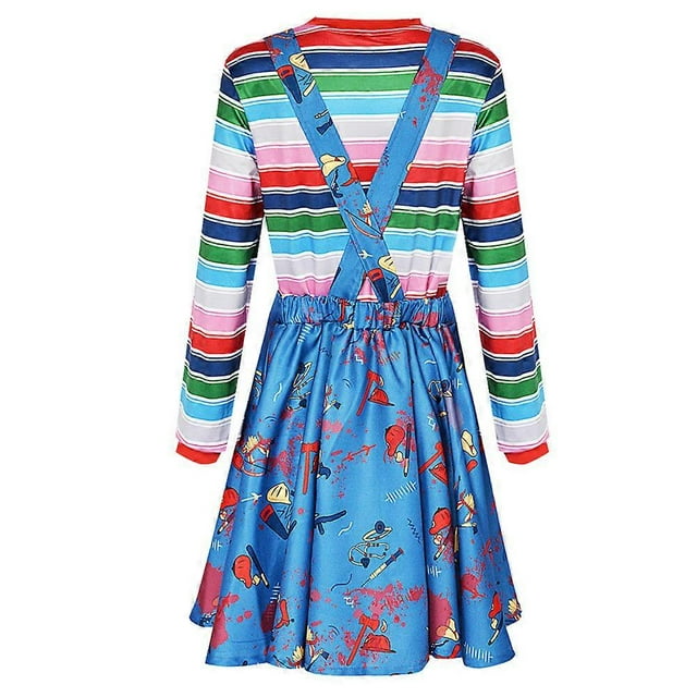 Disfraz de Chucky de Halloween para mujer, vestido de cosplay de terror, atuendo para fiesta de juego de rol