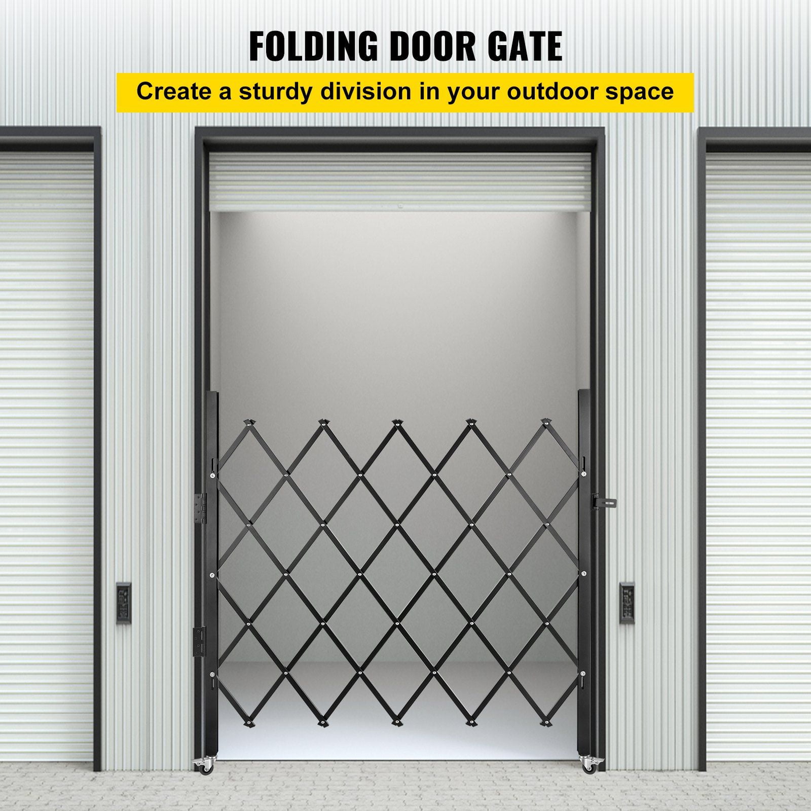48" H x 66" W Steel Accordion Folding Security Gate with Padlock