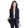 thumbnail image 2 of Traje azul grisáceo traje de mujer otoño traje de viajero profesional mono de temperamento de moda, 2 of 5
