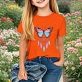 thumbnail image 2 of Girls Boys Orange Short Sleeve T Shirts Kids Round Neck Funny Girls Tshirts Teenage Comfy Summer Casual Sports Loose School Tunic Tops 3-14 Years Orange B 9-10 Years, 2 of 3