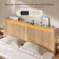 thumbnail image 2 of EnHomee Wood Bed Frame King with Headboard Bed Frame with Storage Shelf and Drawers Farmhouse Bed Frame with 2 Drawers & Charge Station & LED Light, Rustic Oak, 2 of 11