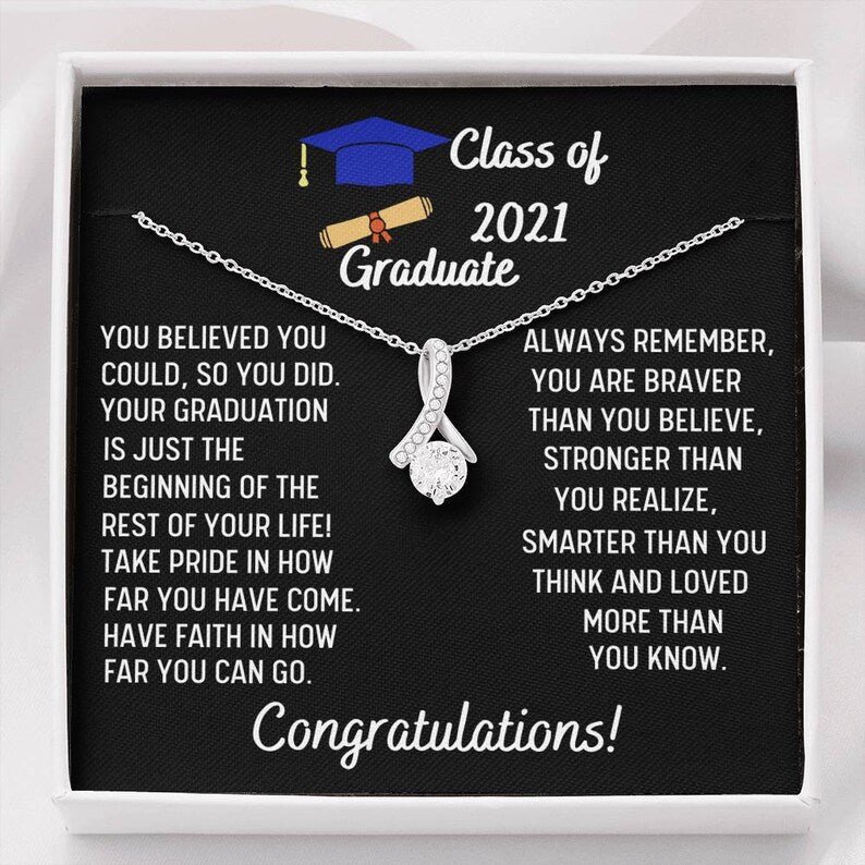 Graduation Gift Necklace For Class of 2023 Graduate, Daughter Graduation, College Graduation High School Senior Alluring Beauty Necklace, White Alluring Necklace