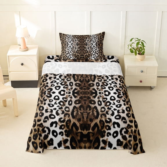 Erosebridal Teens Abstract Leopard Print Twin Sheet Sets 3pcs,Gradient Cheetah Print Bedding For Adults