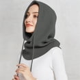 thumbnail image 2 of EYNMVR Oversize Hooded Scarf Hat Knit Balaclava for Women Men Winter Neck Gaiters Beanie Skull Cap Drawstring Neck Warmer, 2 of 5
