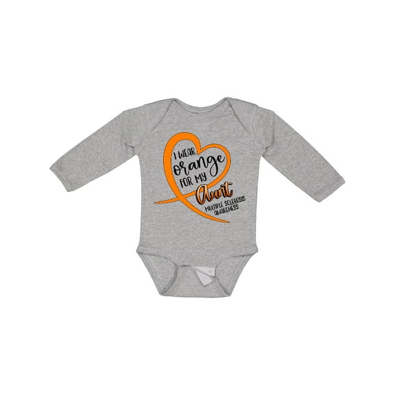 Inktastic I Wear Orange for My Aunt Multiple Sclerosis Awareness Boys or Girls Long Sleeve Baby Bodysuit