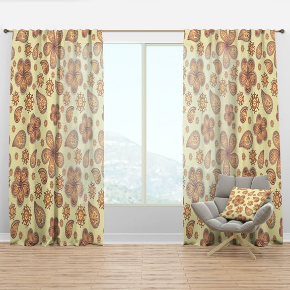 Designart 'Antique Flowers IV' Bohemian & Eclectic Curtain Panel