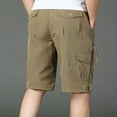thumbnail image 5 of hotojiny Cargo Shorts for Men Summer Hiking Short Pants with Multi Pockets Elastic Waist Knee Length Big and Tall Bermuda Shorts, 5 of 6