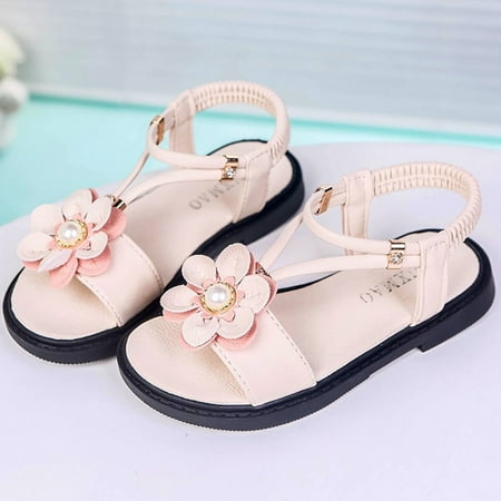 

〖Roliyen〗Toddler Shoes Cross Rubber Sandals Girls Kids Baby Non-Slip Sandals Shoes Flower Toddler Baby Shoes