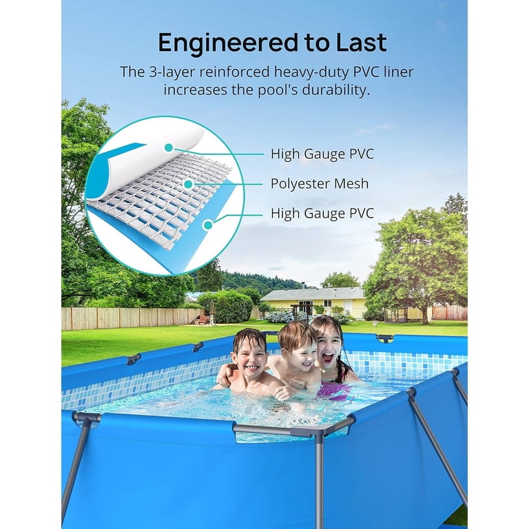 Evajoy, Rectangular Metal Framed Swimming Pool, 13ft x 7ft x 32in