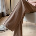 thumbnail image 4 of Lenpel Ribbed Wide Leg Pants for Women Lightweight Elastic High Waisted Casual Trousers Loose Lounge Pleated Pants, 4 of 4