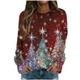 thumbnail image 4 of Uootdi Christmas Gifts Plus Size Long Sleeve Sweatshirt for Women Funny Gnomes Red Wine Glass Gift Xmas Tree Graphic Sweatshirts Crewneck, 4 of 5