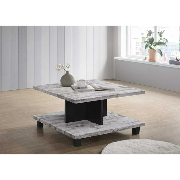 Outdoor Living and Style 32" Gray and Black Contemporary Wooden Square