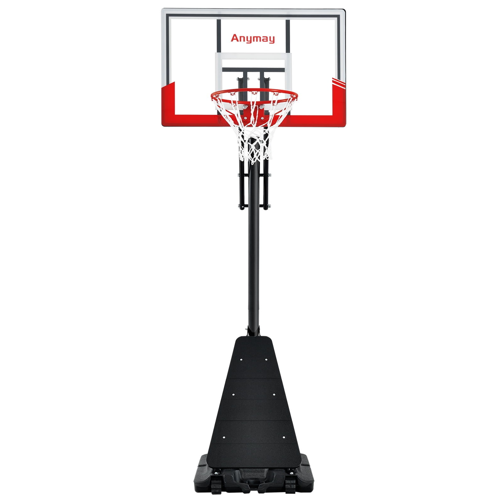 Anymay Basketball Hoop Outdoor with 44 Inch Backboard，5.3-10FT Height Adjustable Basketball Hoop Goal System