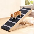 thumbnail image 2 of DOMIPET 17" Extra Wide Dog Ramp for Couch Bed Car, Adjustable Height Wooden Pet Ramp for Dogs Cats,  Stable Foldable Pet Steps (Supports up to 200LBS), 2 of 10