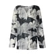 thumbnail image 4 of Camisa Henley de manga larga con estampado de murciélago de Halloween para mujer: blusa informal con cuello en V y botones, 4 of 5